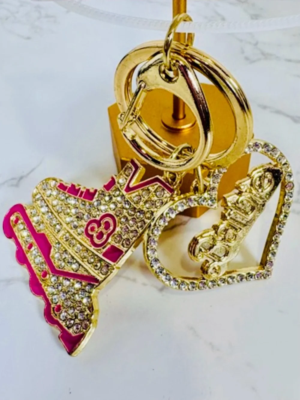 A-1DC-39: BAG CHARM/KEYCHAIN: BARBIE w/Pink & Golden Accents, Rhinestones, NWOT